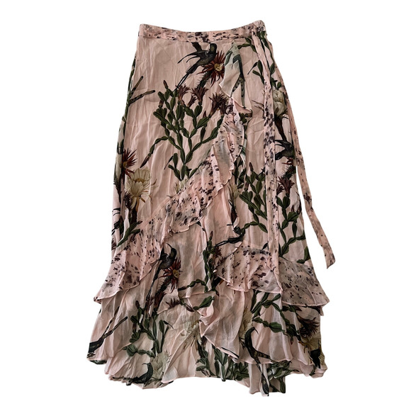 ALLSAINTS Dresses & Skirts - All Saints Floral Wrap Midi Skirt in Blush and Green